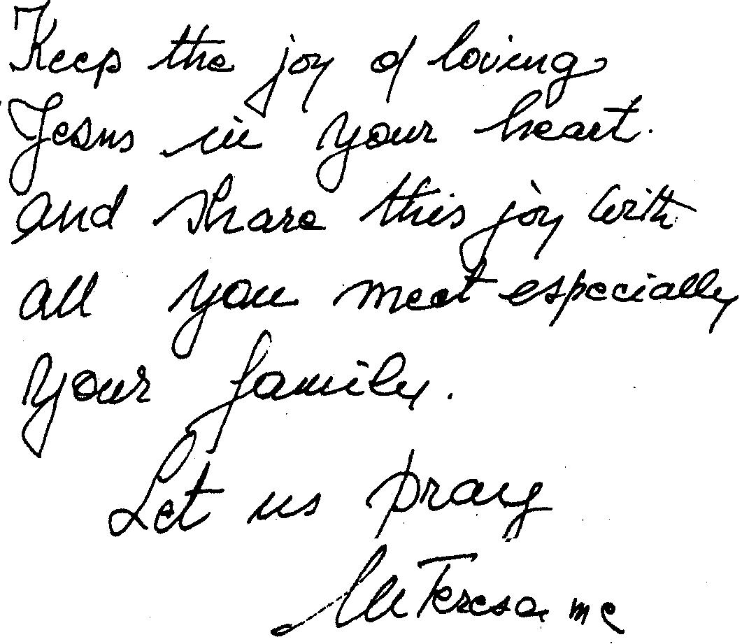 Mother's Handwriting